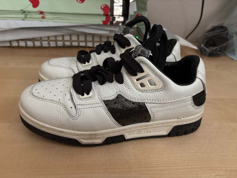 Acne Studios 08STHLM Low White Black Sneakers - Picture 7 of 14